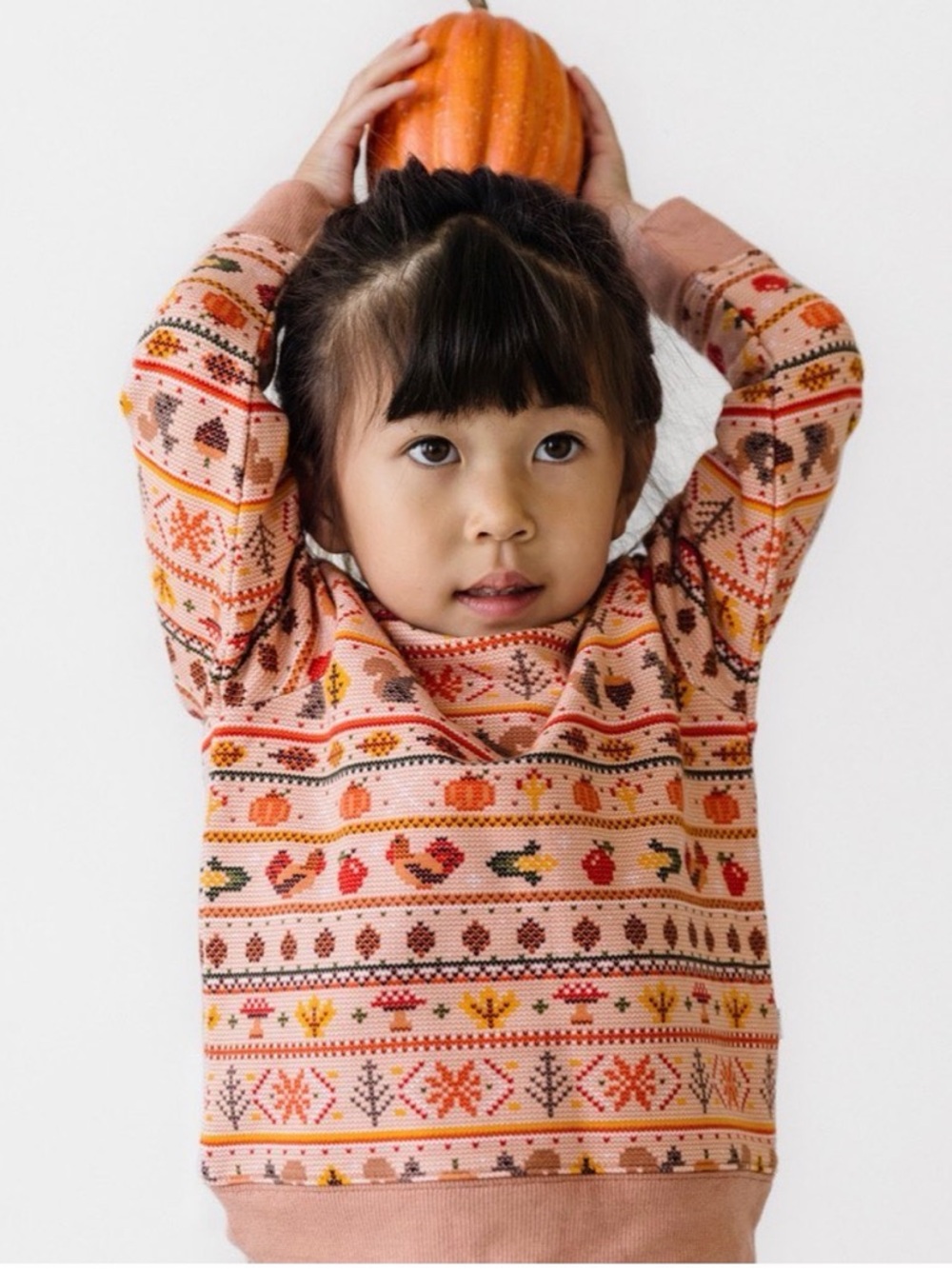 Little Sleepies Kids Fall Crewneck Multi-Pattern Crewneck Sweater Pumpkins Apple
